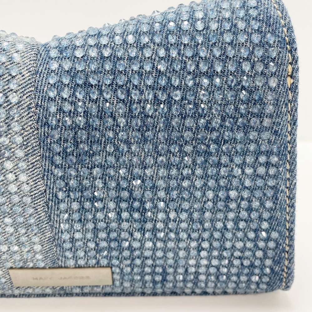 Marc Jacobs The Crystal Denim St. Marc Chain Wallet Crossbody Bag Blue - Picture 10 of 16
